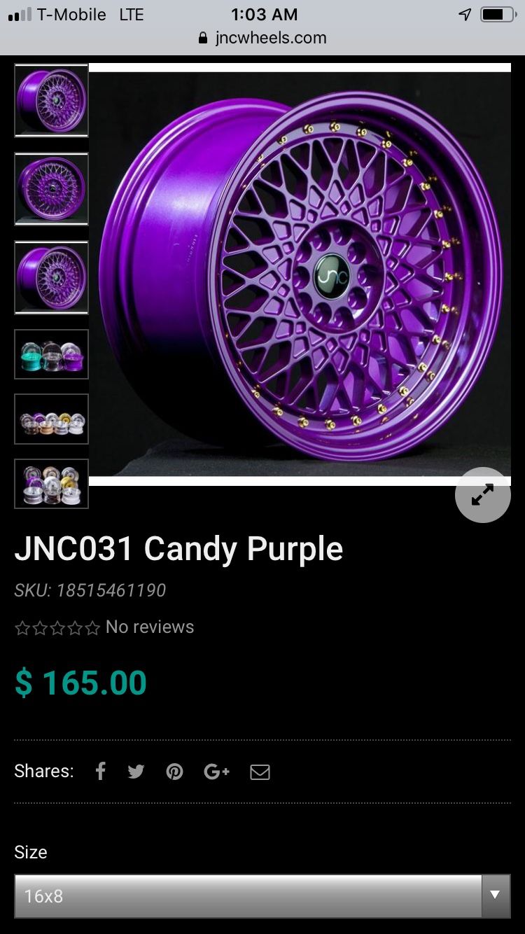 JNC 031 16” inch candy purple rims with tires