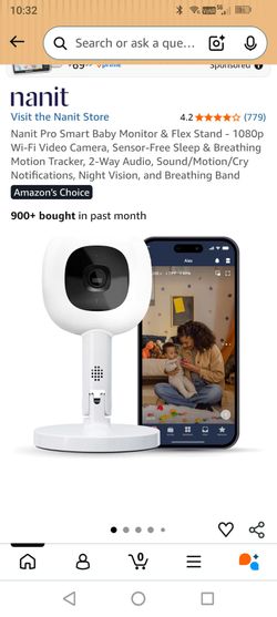 Nanit Pro Smart Baby Monitor - 1080p Wi-Fi Video Camera, 2-Way Audio, See Your Baby from Anywhere, Sound/Motion/Cry Notifications, Night Vision