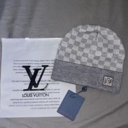 Louis Vuitton Beanie Damier Petite Grey LV Monogram Logo LV Wool Beanie 