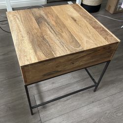 West Elm Industrial Acacia Wood Nightstand 