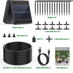 Solar Automatic Drip Irrigation Kit System, up to 15 Pots Plants