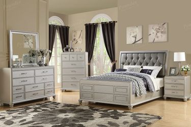 Grey 4 Piece Bedroom Set - Queen or King (NO CREDIT CHECK) $39 DOWN