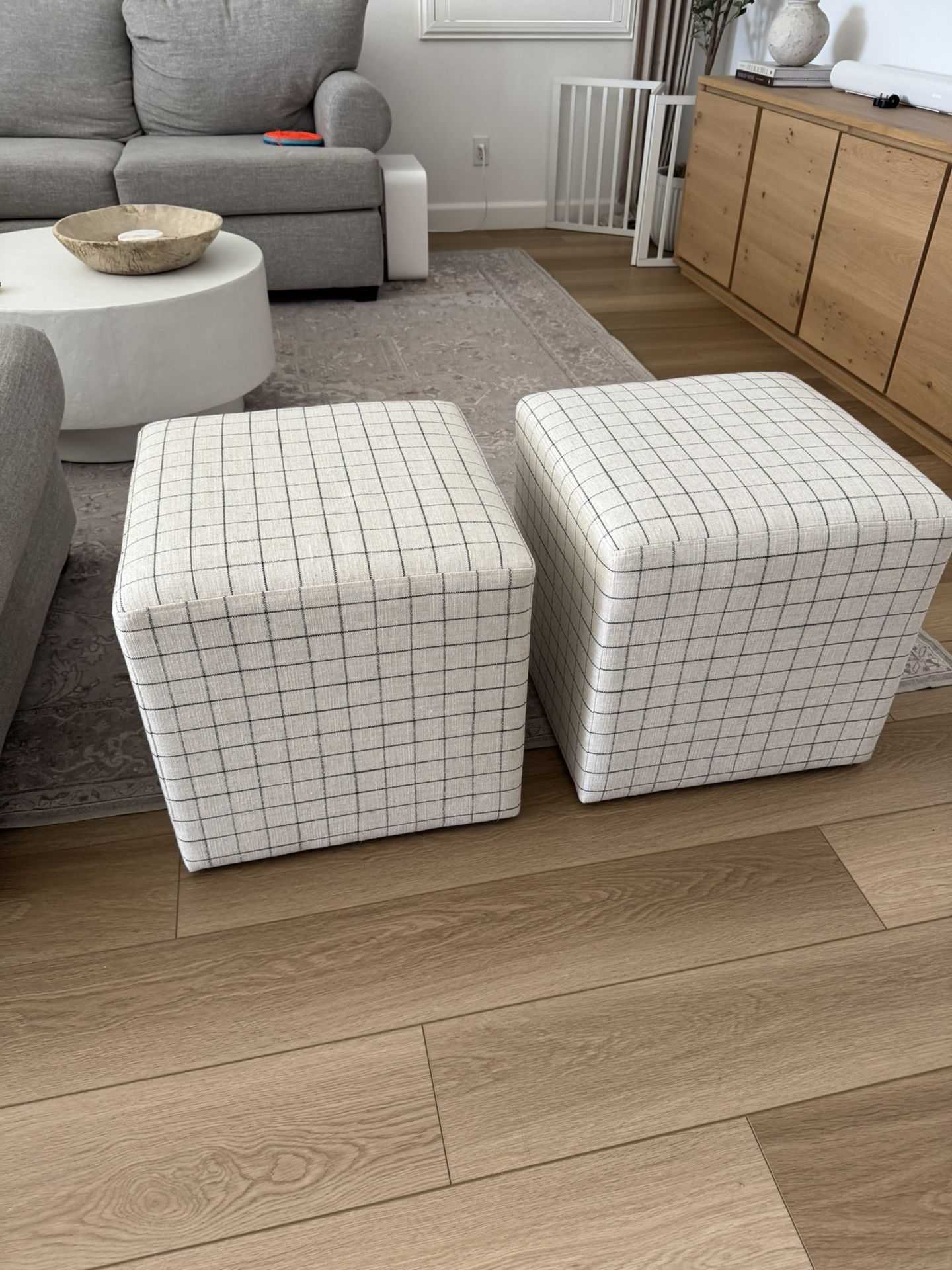 Square Ottoman Pouf Plaid