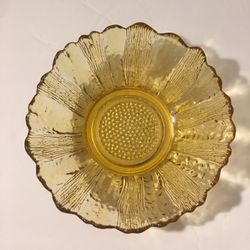 Vintage Amber Pressed Glass Bowl 6.5"