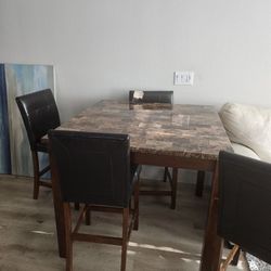 Marble Top Dinning Table + 4 Chairs
