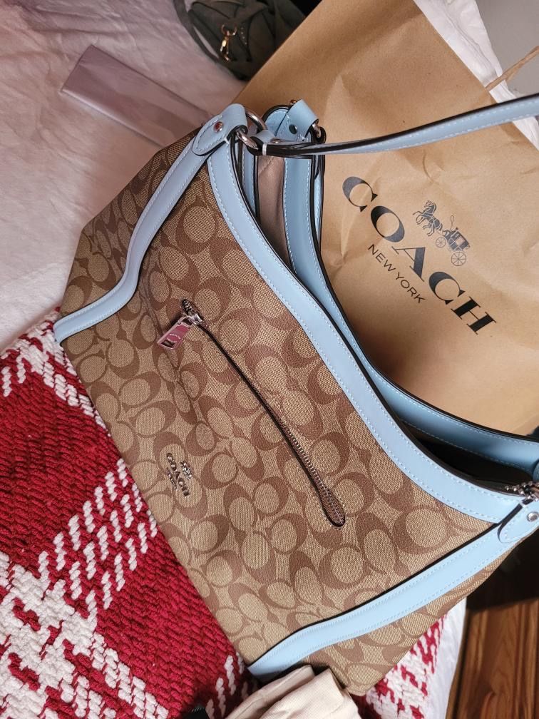 Coach Kristy Shoulder Bag Powder Blue 100% Authentic C6232