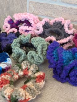 Handmade Crochet Hair Scrunchies Set of 8