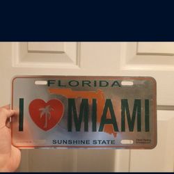 "  I ❤️ MIAMI" Decorational License Plate BROUGHT FROM FLORIDA