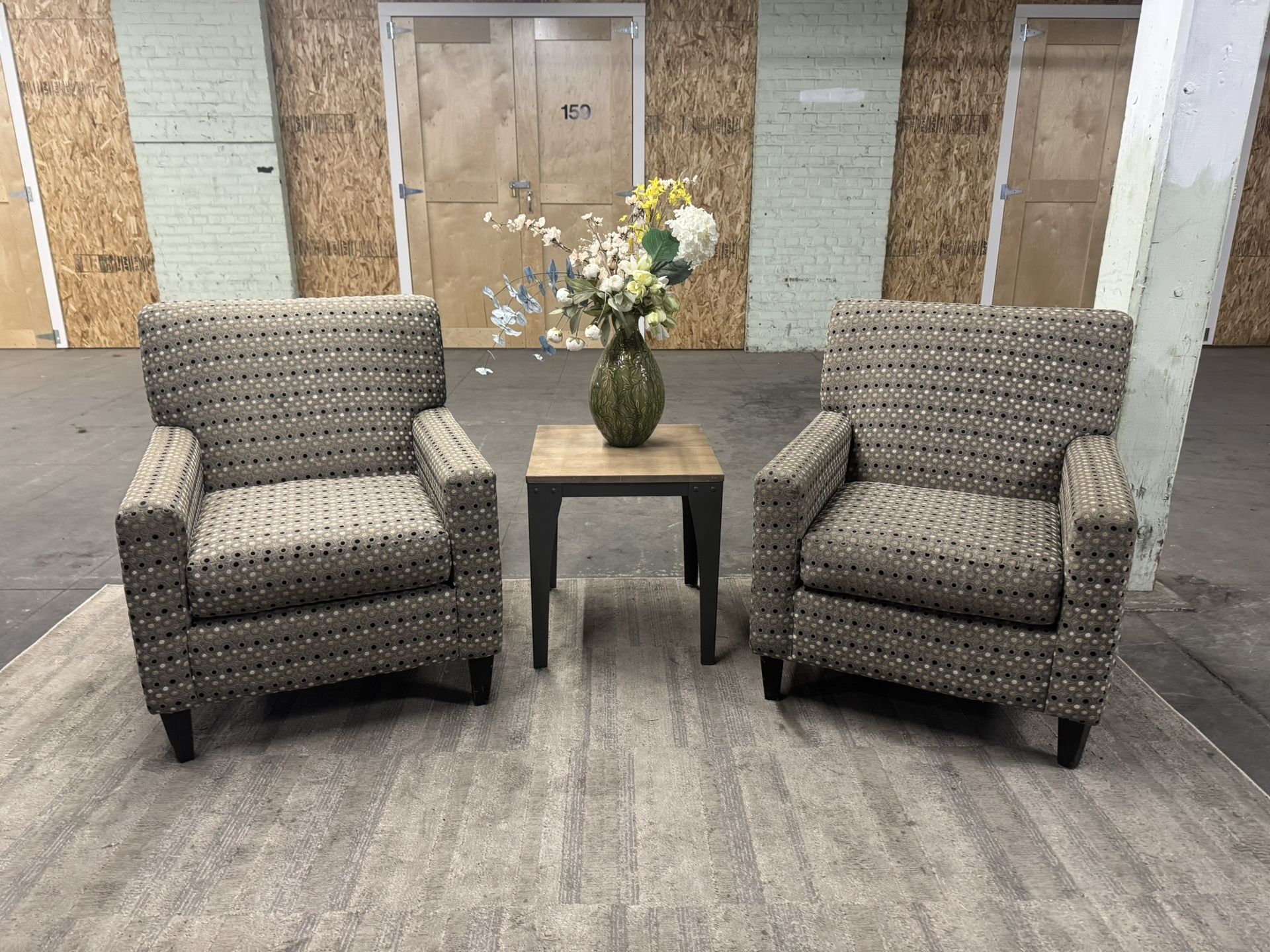 Pair of Chairs with Geometric Dot Pattern