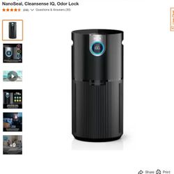 1000 sq. ft. HEPA - True Console Air Purifier in Blacks MAX with True NanoSeal, Cleansense IQ, Odor Lock

