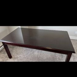 Free Large Wood Table / Desk With Glass Top