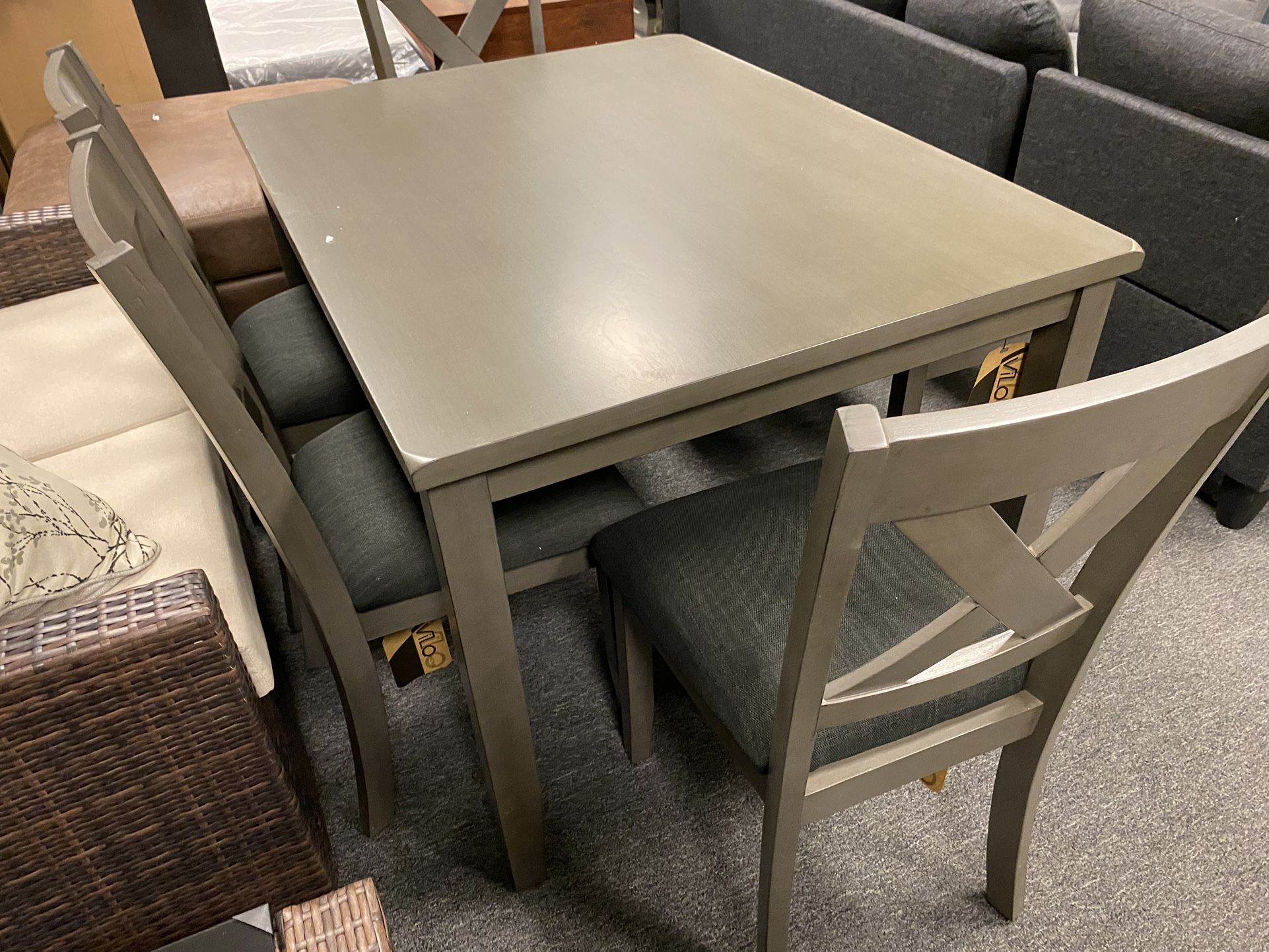 6pc Table Bench 4chairs Grey Small Apartment Condo breakfast Small Space Set. $499 New Sealed