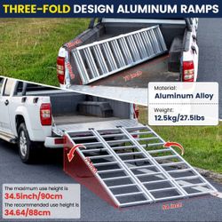 F2-1500 Aluminum Loading Ramps, TriFold 1800lbs Heavy Load Straps