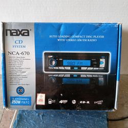 Naxa CD System NCA-670 Auto Loading Compact Disc Player With Stereo AM FM Radio Aux In Jack For External Use 
