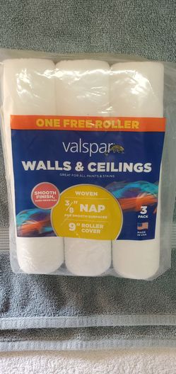 9" Paint Rollers Valspar 3-Pack 9-in x 3/8-in Nap Woven Polyester Paint Roller Cover