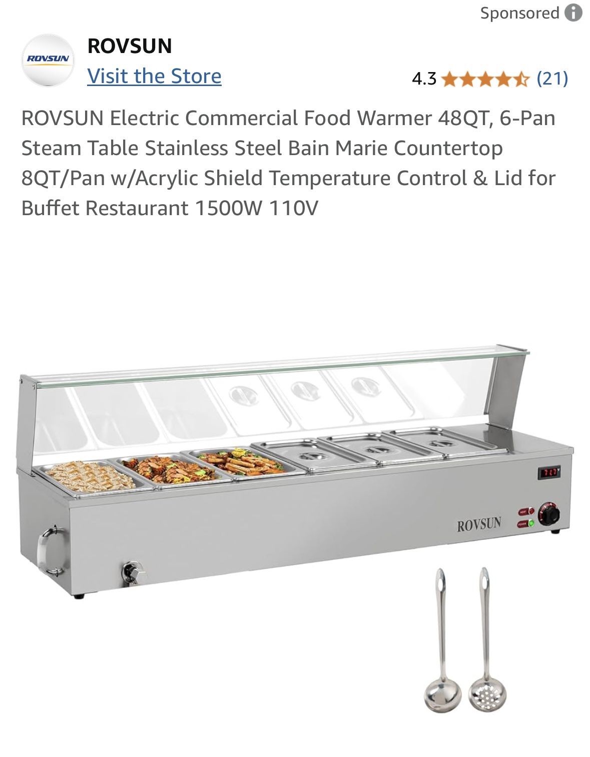Electric Commercial Food Warmer 48QT,