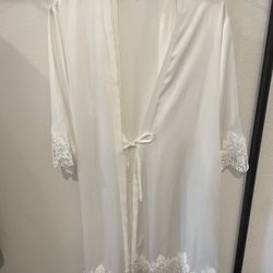 Wedding White Satin Robe M/L