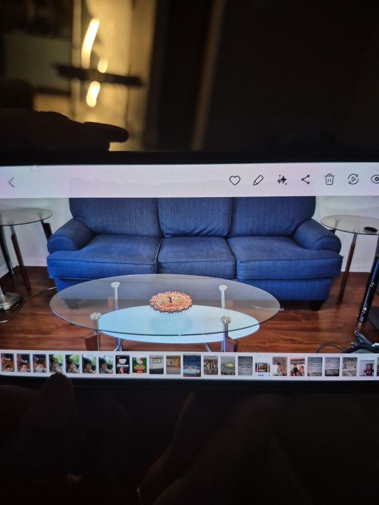 Sofa Bed BLUE W Coctail Table