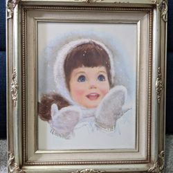 Vintage Winter Child And Frame