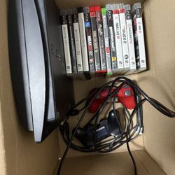PS3 Slim (160gb) Bundle With Two Controllers + Games & All Wires Needed