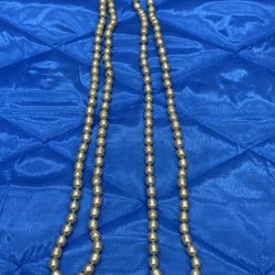 Vintage Long Faux Baroque Pearl Necklace Extra Long Beaded Strand Ivory