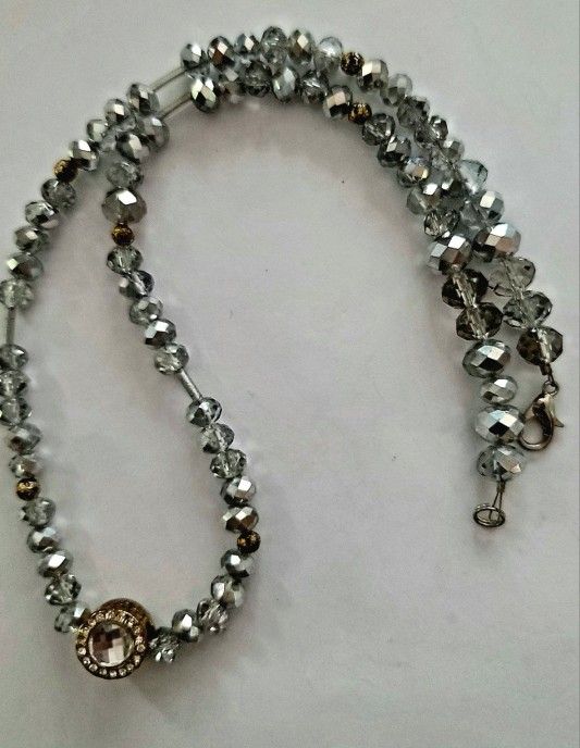 CUSTOM MADE SWAROVSKI BEAD FOCAL CZ PENDANT BLING CHOKER NECLACE BY UNIQUE BOUTIQUE