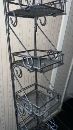 Black metal decorative multi-tier storage rack shelf