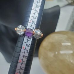 Handmade Artisan Amethyst bow copper Ring