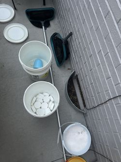 pool shock, tablets and cleaning stuff 