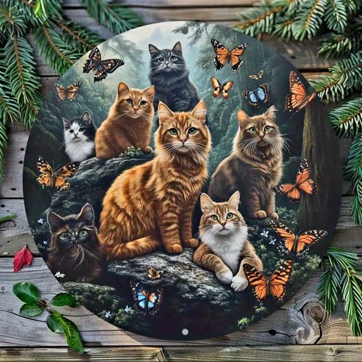 Enchanted Forest Feline Circle Plaque