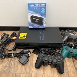 PS2 With Extra Controllers And HDMI Converter 