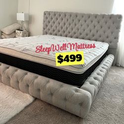 Queen Size Bed Frame With Pillow Top Mattress Included 