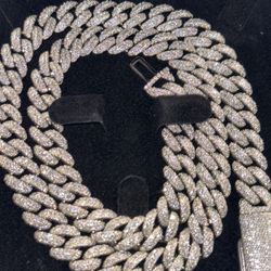 10mm 20inch vvs1 moissanite cuban link / back is s925