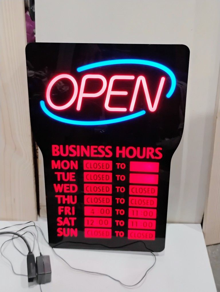 Royal Sovereign LED Business Open Sign w/Day,Hours - 3 modes