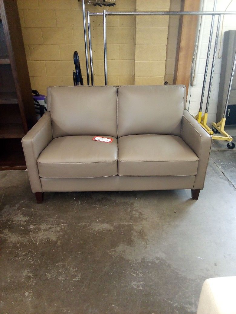 Small Leather Taupe Loveseat 15% Off Furniture Sale Ends 6/29