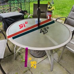 Frosted Glass Top Patio Table 