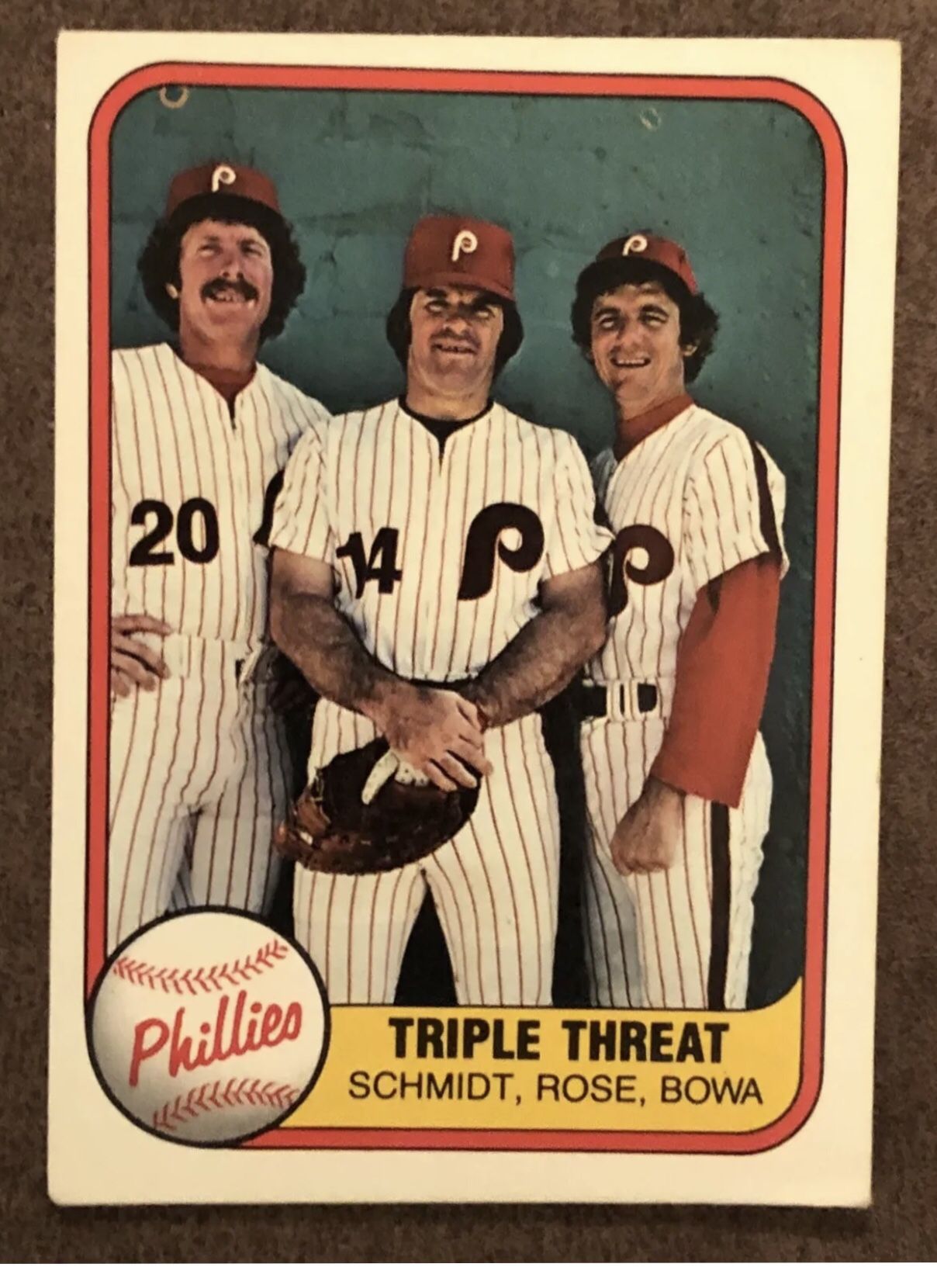 1981 Fleer Triple Threat Schmidt/Rose/Bowa Baseball #645 Philadelphia Phillies