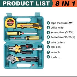 8-9-10 Or 11 Piece Tools Set General House hold Hand Tool Kit with Plastic Toolbox Storage Case