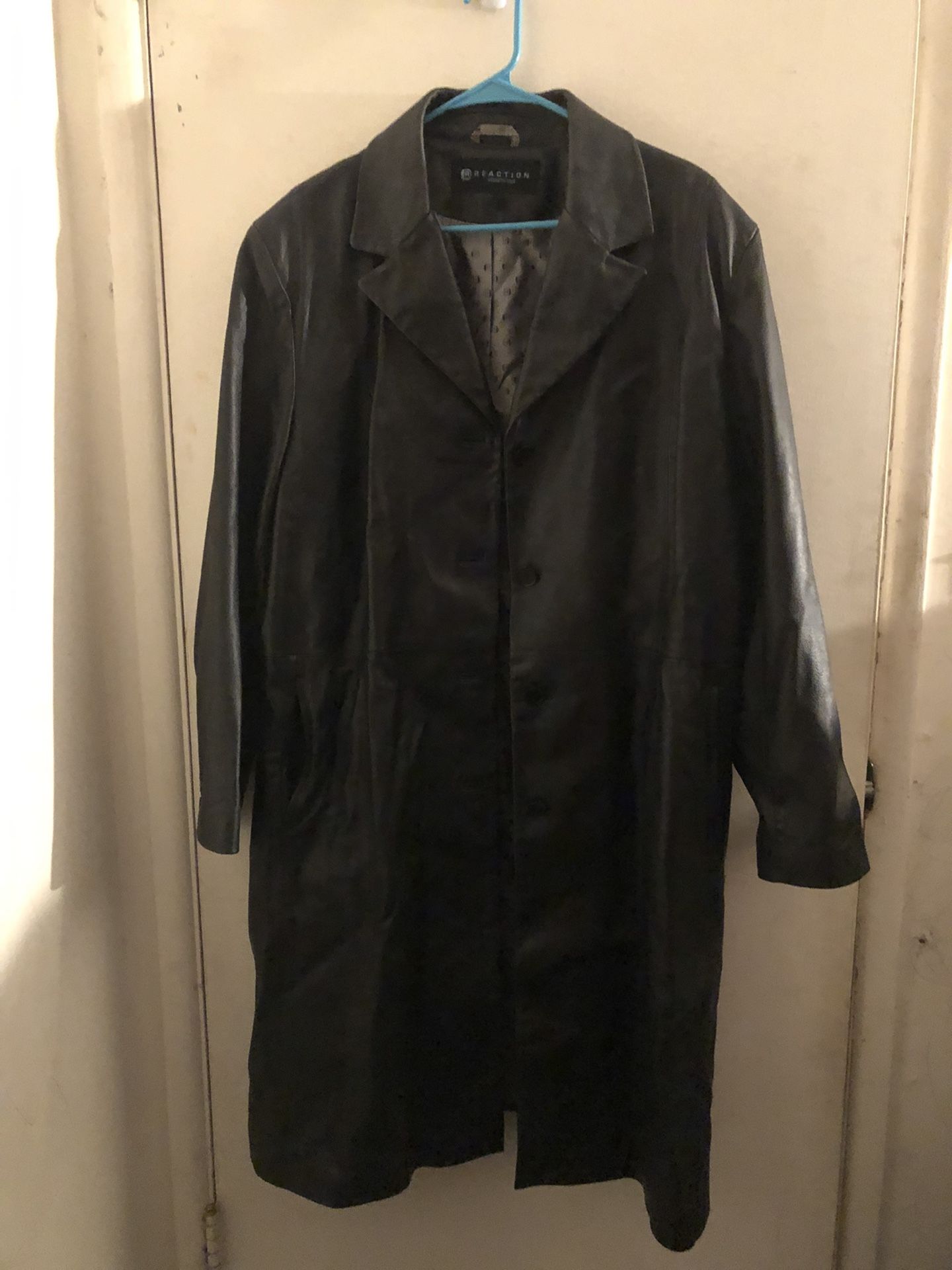 Kenneth Cole Reaction Leather Trench Jacket Sz XL