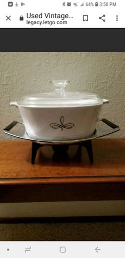 Vintage "Trefoil" Pattern Corningware With Warming Tray 1958-1961