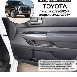 Inner Door Handle Panel Trim Cover Sticker Toyota Tundra 22-24 Real Carbon Fiber