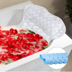 Bath Pillows for tub,Bathtub Pillow Back Neck Support Pillow Spa Cushion for Tub, Relaxing Headrest Bath Pillow, Portable Washable Bathtub Accessories