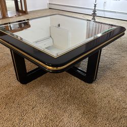 Vintage Mirrored Coffee Table - Black & Gold