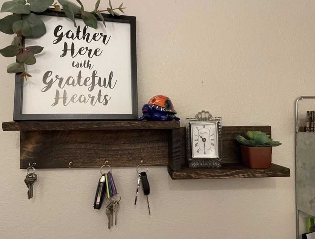 Hanging Key Holder With Built In Shelves/Accessory Holder