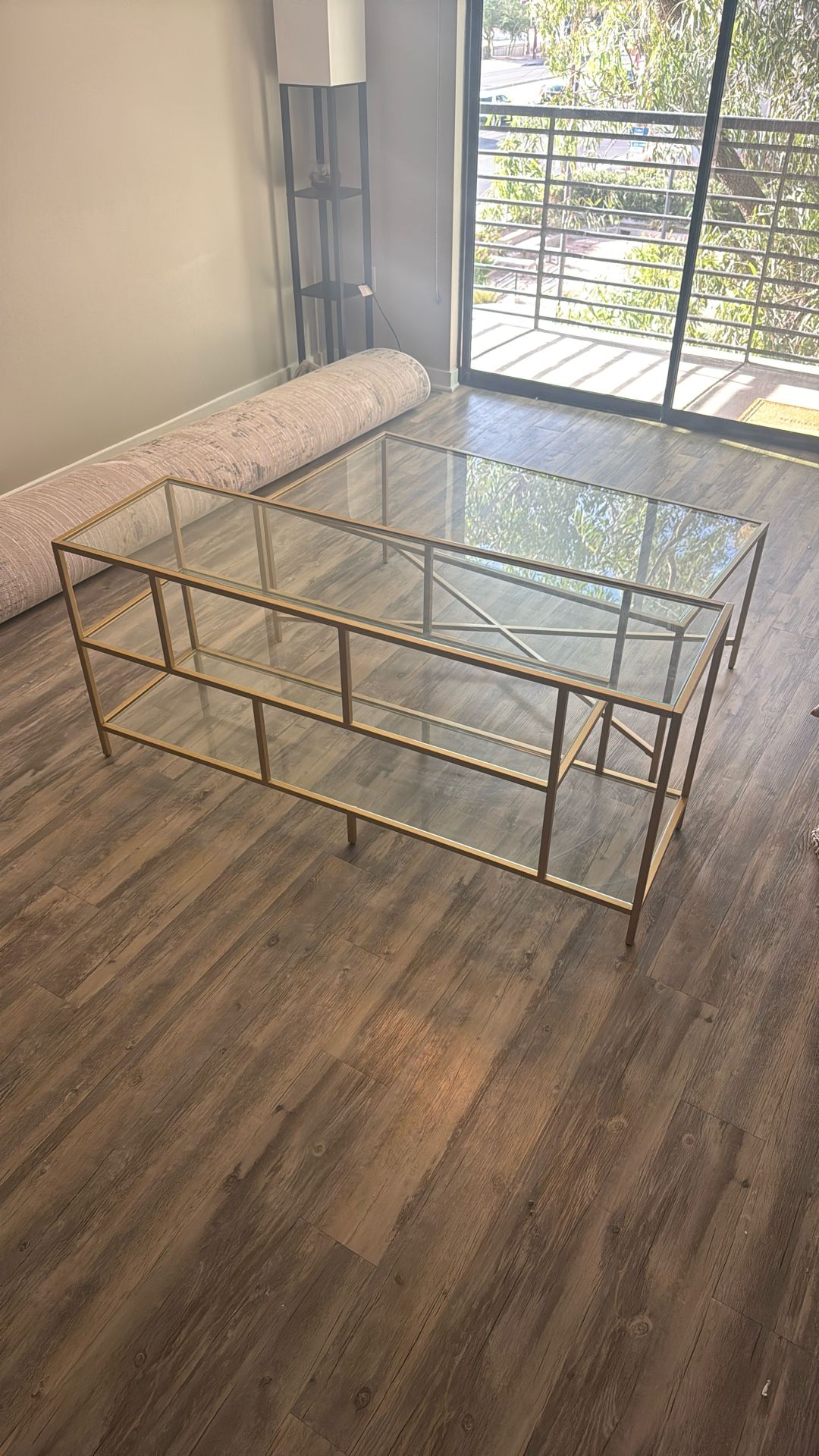 Gold Contemporary Coffee Table & Entertainment Console