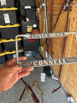 Vintage Costa Mesa California Connell Chevrolet Embossed Dealership License Plate Frame