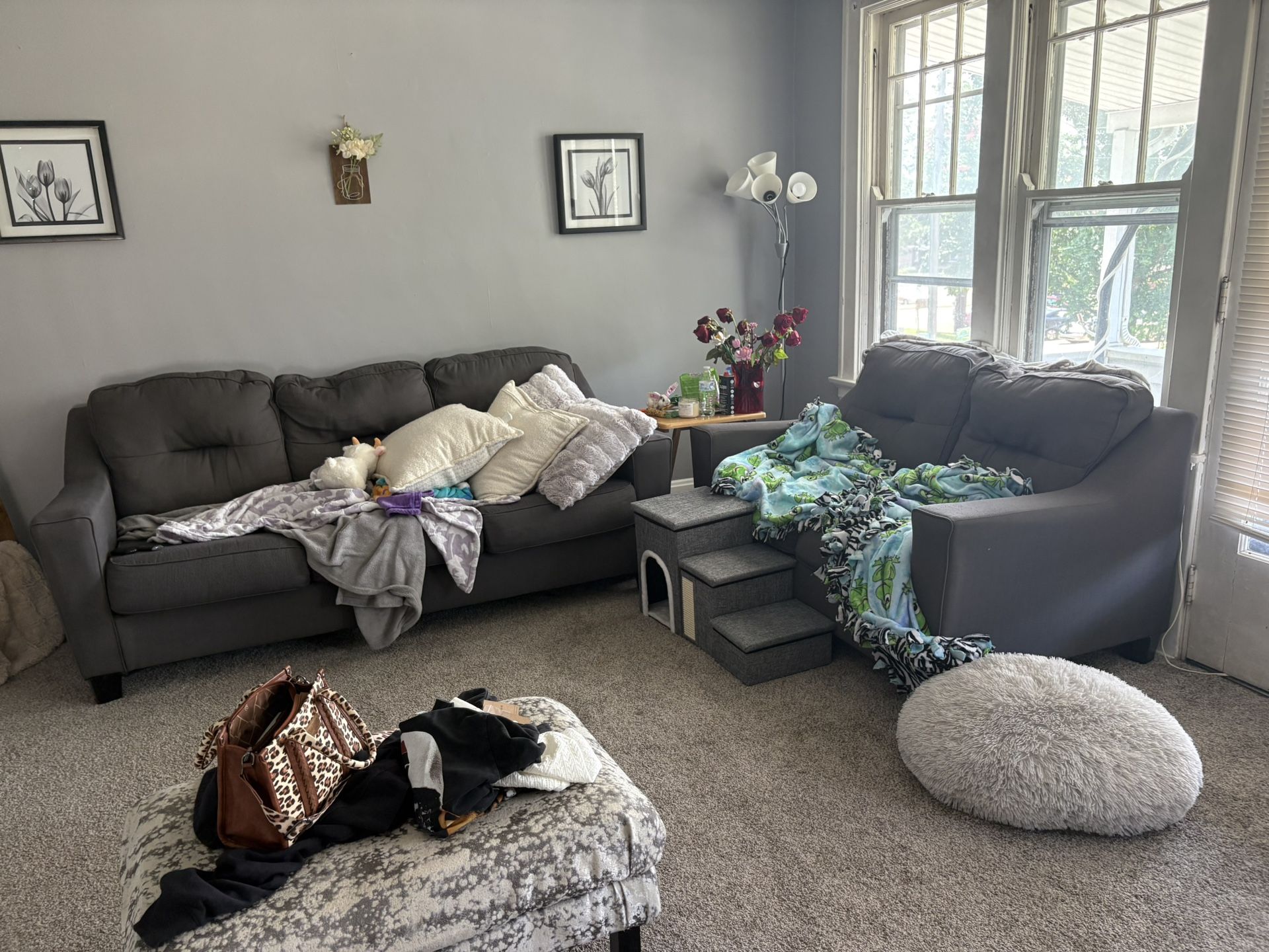 Dark grey couches