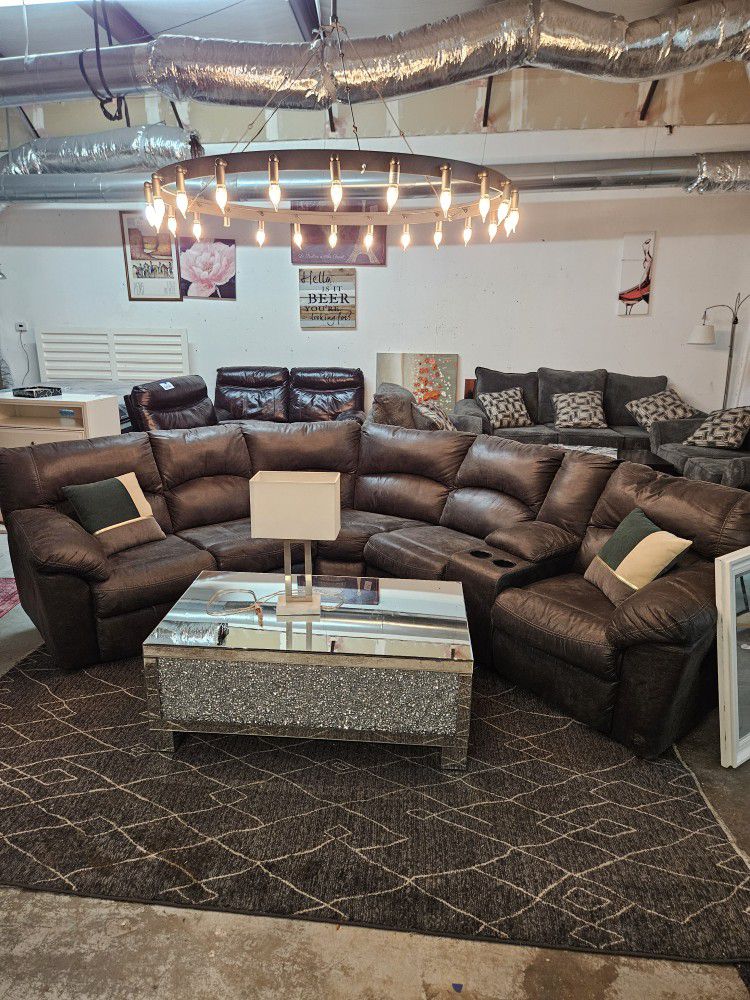Gray Reclining Sectional 