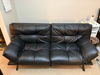 Walmart Mainstays 72 in Memory Foam Futon Sofa Bed, Black Faux Leather