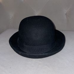 Vintage Y2K Black Wool Bowler Hat